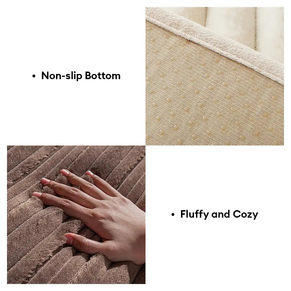 Modern Asymmetrical Stripes Soft Plush Non-Slip Couch Cover