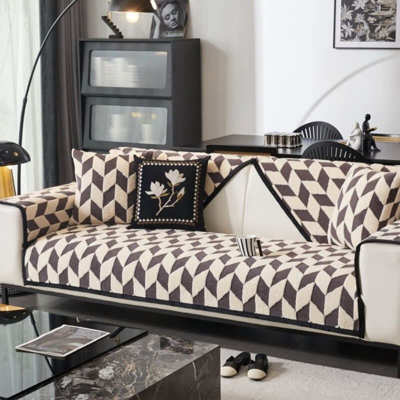 Decoración moderna de sofá de felpa Diamond Cubierta de sofá sin deslizamiento