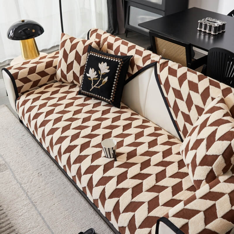 Decoración moderna de sofá de felpa Diamond Cubierta de sofá sin deslizamiento