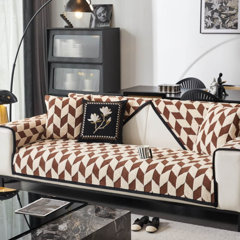 Decoración moderna de sofá de felpa Diamond Cubierta de sofá sin deslizamiento