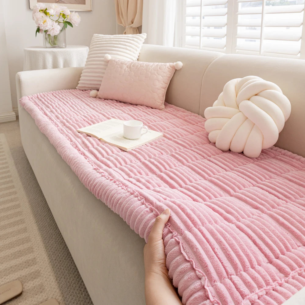 Cubierta de sofá sin deslizamiento de franela suave y transpirable