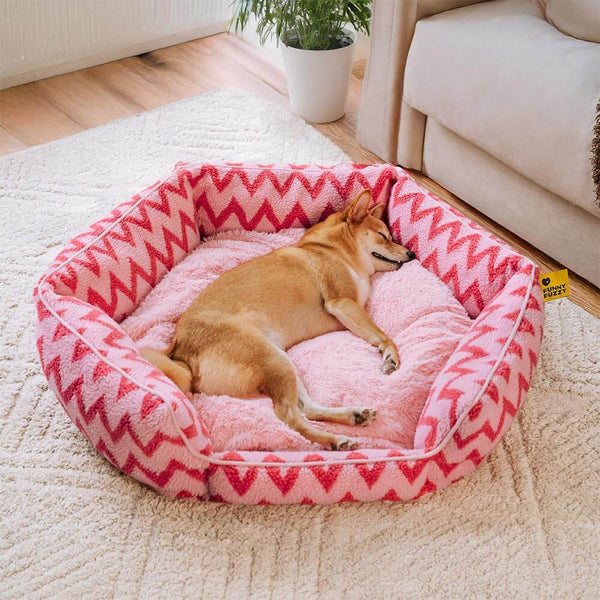 Retirada de felpa Chevron Dog Bed-the Warm Hugger