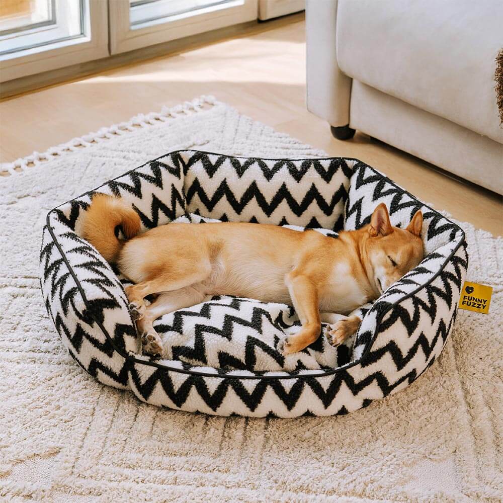 Retirada de felpa Chevron Dog Bed-the Warm Hugger