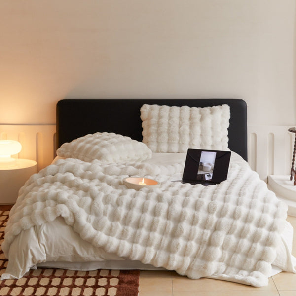 Couverture en fausse fourrure de lapin épaisse à double couche de qualité supérieure