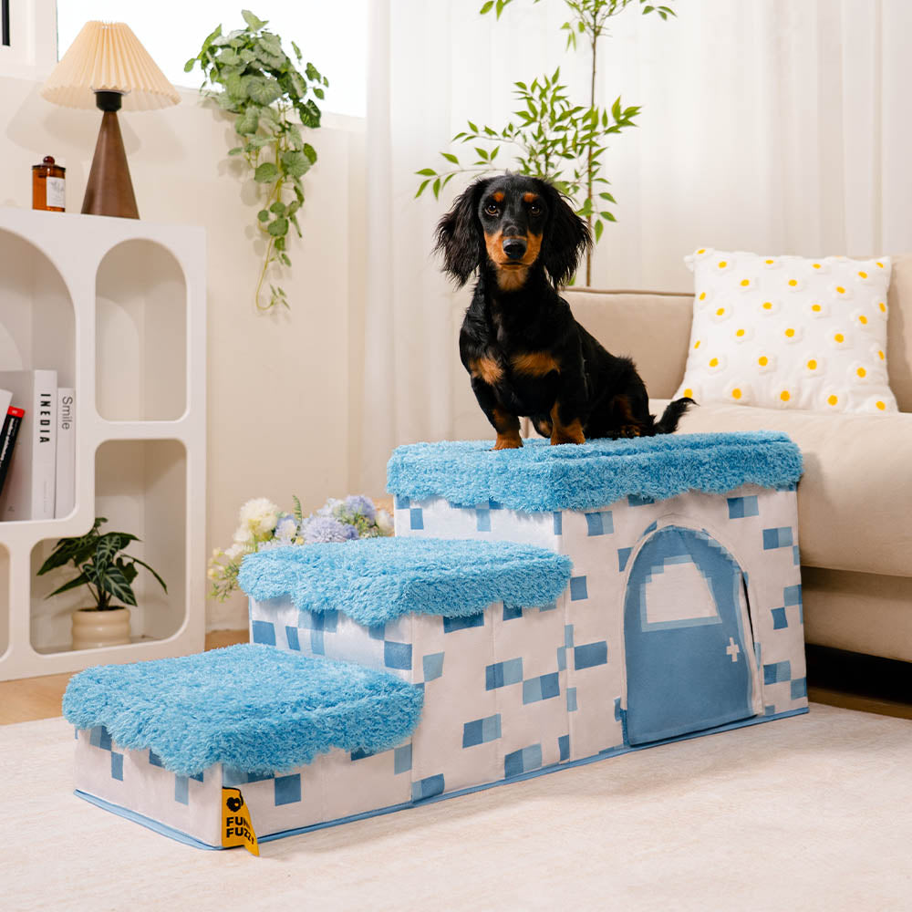 Escaleras de mascotas plegadas de píxeles retro con almacenamiento - Bloody Pawgame