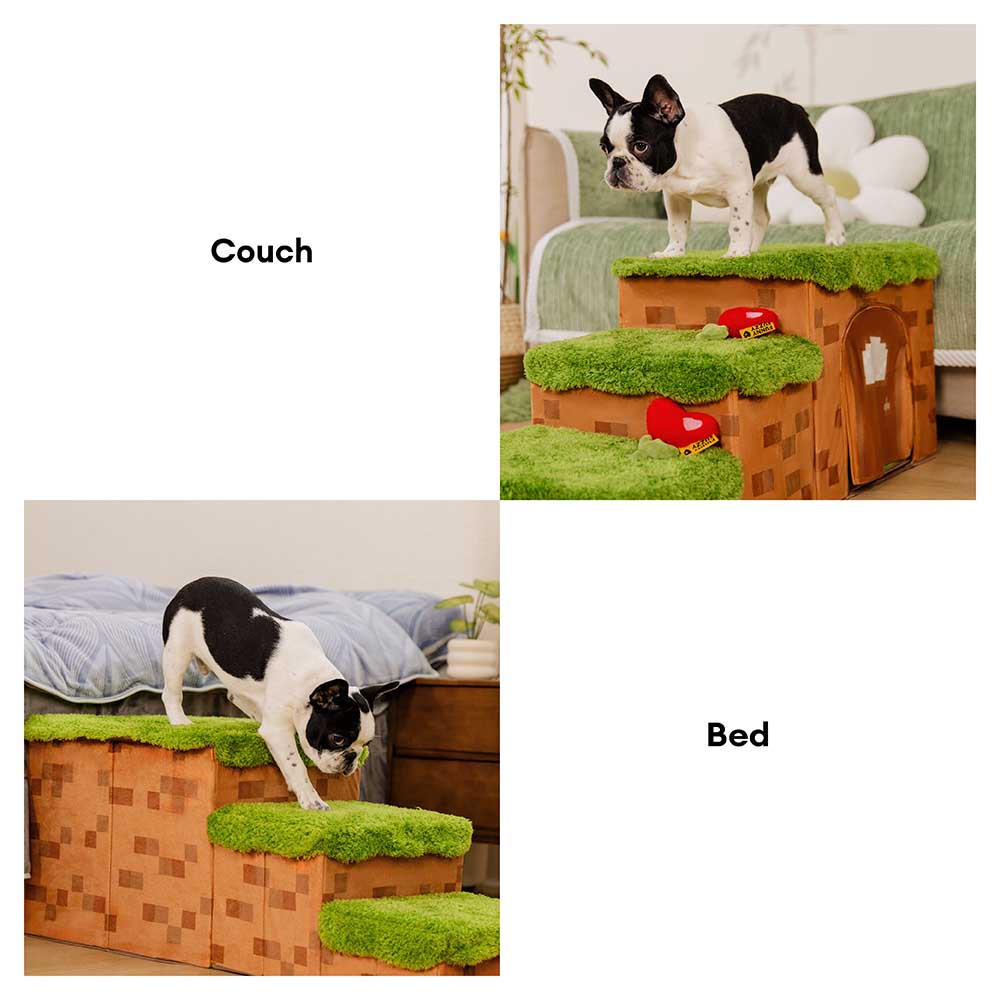 Escaleras de mascotas plegadas de píxeles retro con almacenamiento - Bloody Pawgame