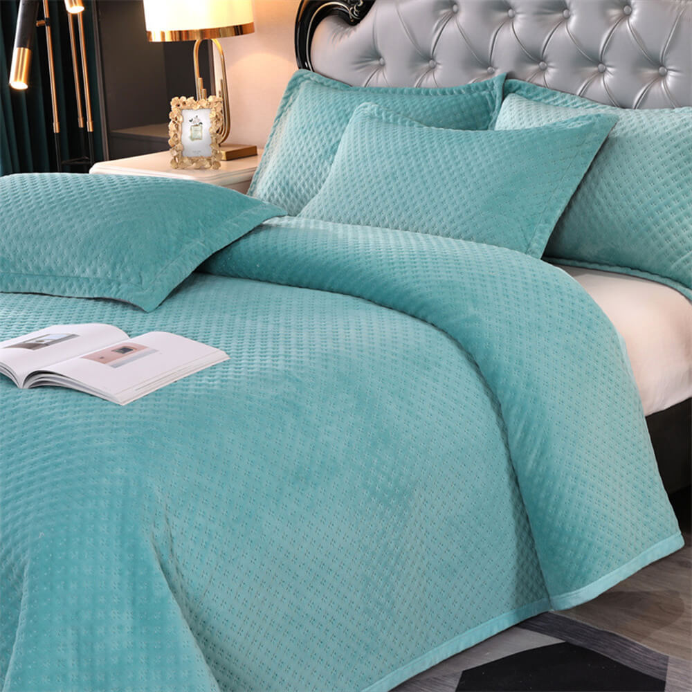 Set de colchoneta acolchada tibia de lana de lana de leche de gofre