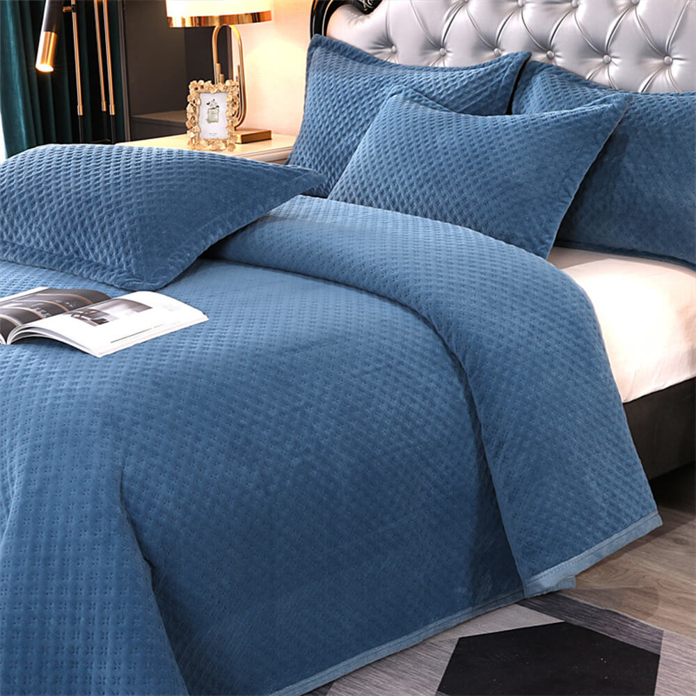 Set de colchoneta acolchada tibia de lana de lana de leche de gofre