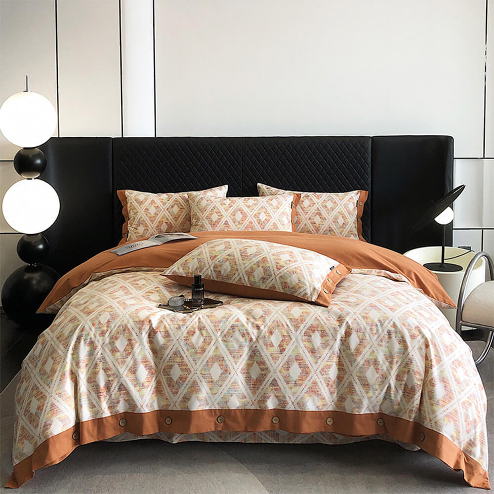 <tc>Color</tc>Juego de sábanas con botones de algodón cepillado ultrasuave y geométrico