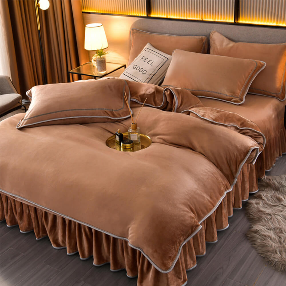 Lujo extra grueso cálido sólido <tc>Color</tc> Juego de sábanas de vellón de leche