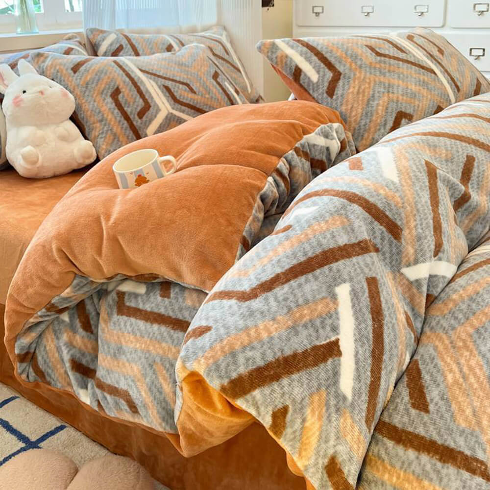 Línea Art Milk Velvet Capa de ropa de cama tibia Reta de sábana