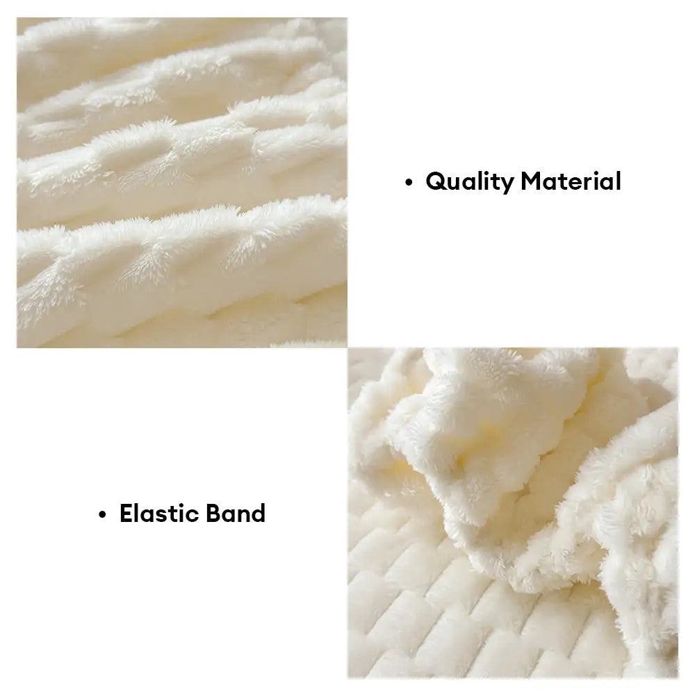 Soft Plush Skin-Friendly Mattress Protector Bedding Fitted Sheet Set