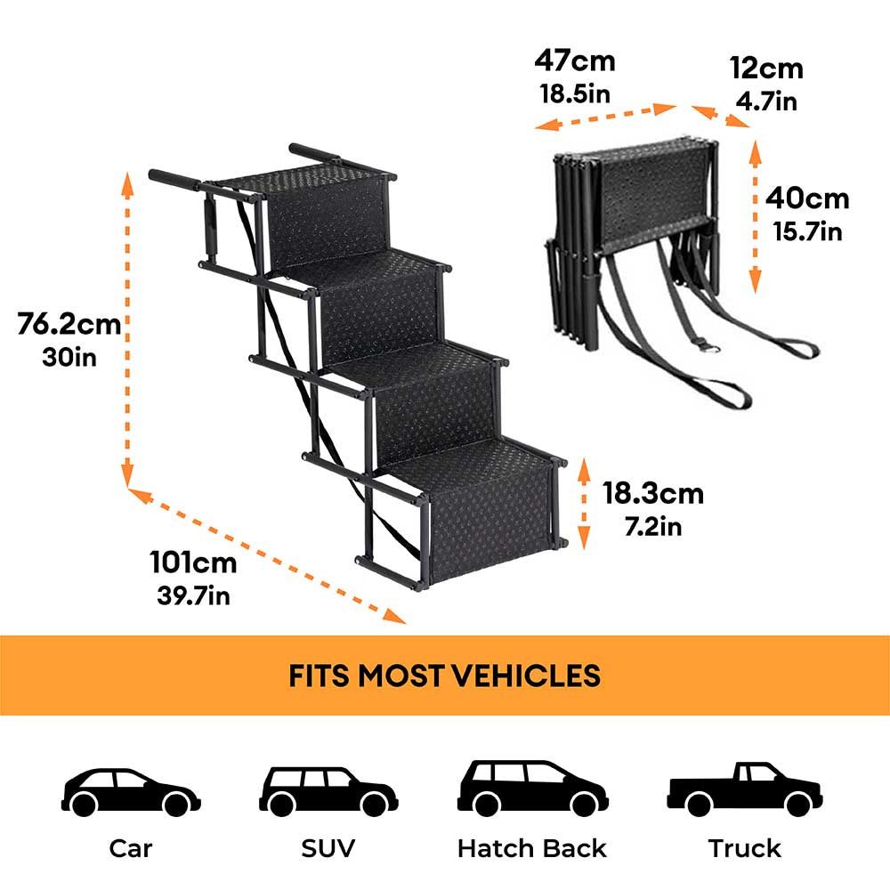 Viaje Portable Plegado de 4 pasos Cuerdad de coche para perros sin deslizamiento