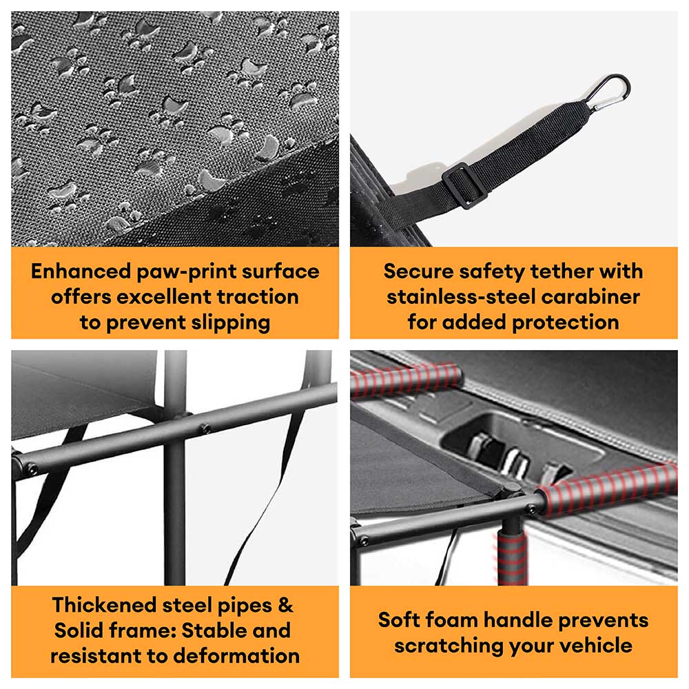 Viaje Portable Plegado de 4 pasos Cuerdad de coche para perros sin deslizamiento