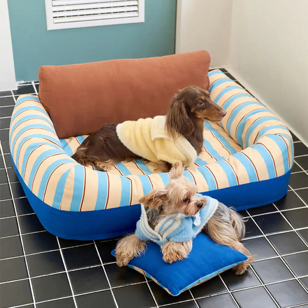 Trendy Striped Cozy Orthopedic Dog Sofa Bed - Snug Couch