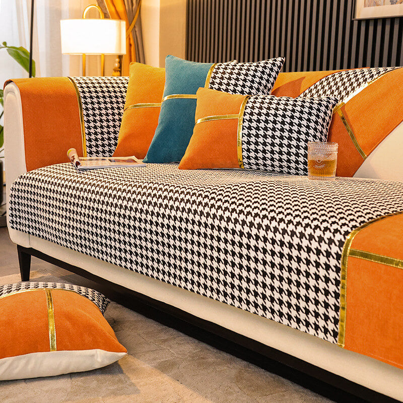 Capacal de sofá de chenille clásico de estampado de pizarra