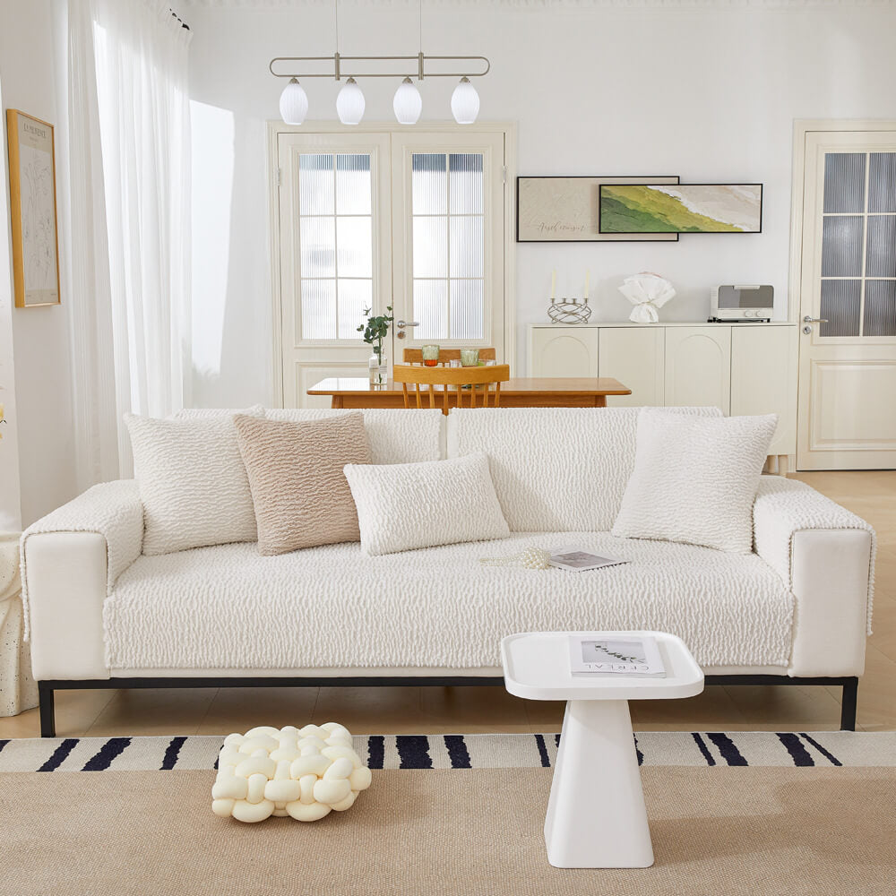 Crema <tc>Color</tc> Funda de sofá antiarañazos de vellón bereber