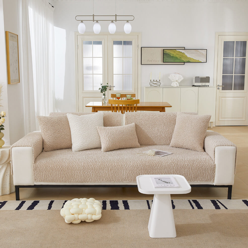 Crema <tc>Color</tc> Funda de sofá antiarañazos de vellón bereber