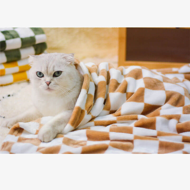 Manta de franela a cuadros con elegante manta de perro y gato