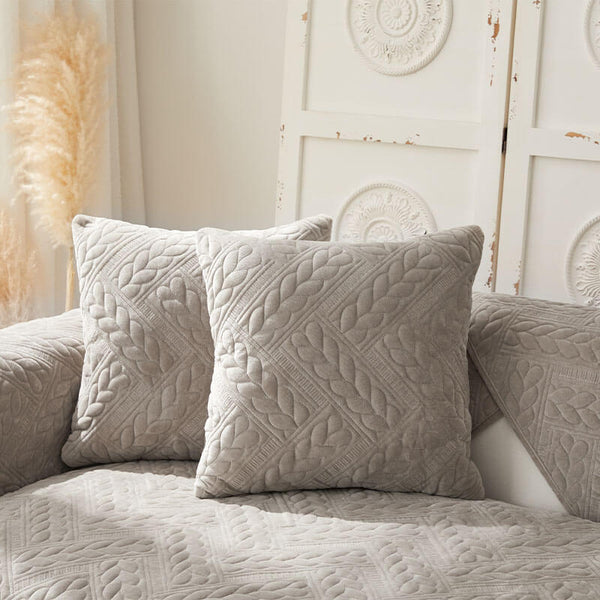 Cubierta de sofá de bordado de trigo de terciopelo de cristal cálido