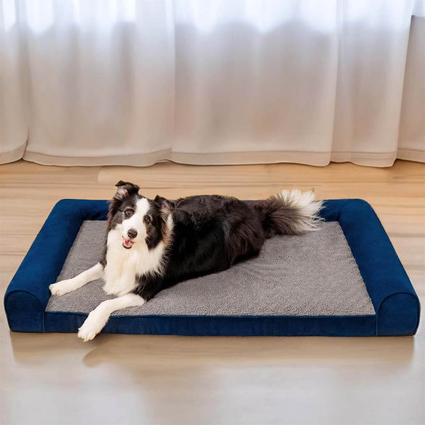 Faux Fleece & Suede Full Support Orthopedic Dog Bed - FUNNYFUZZY