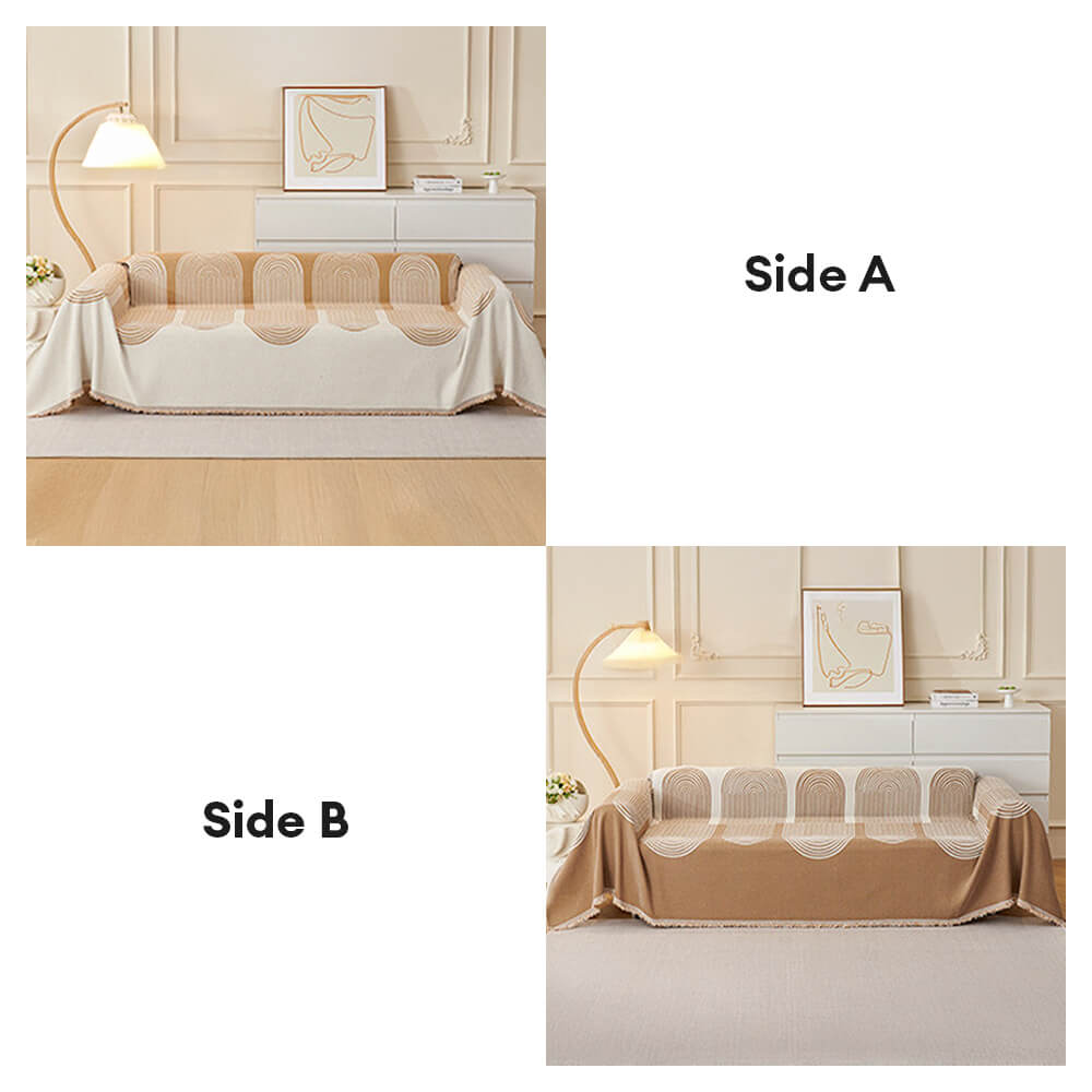 Geometric Pattern Reversible Chenille Throw Couch Cover