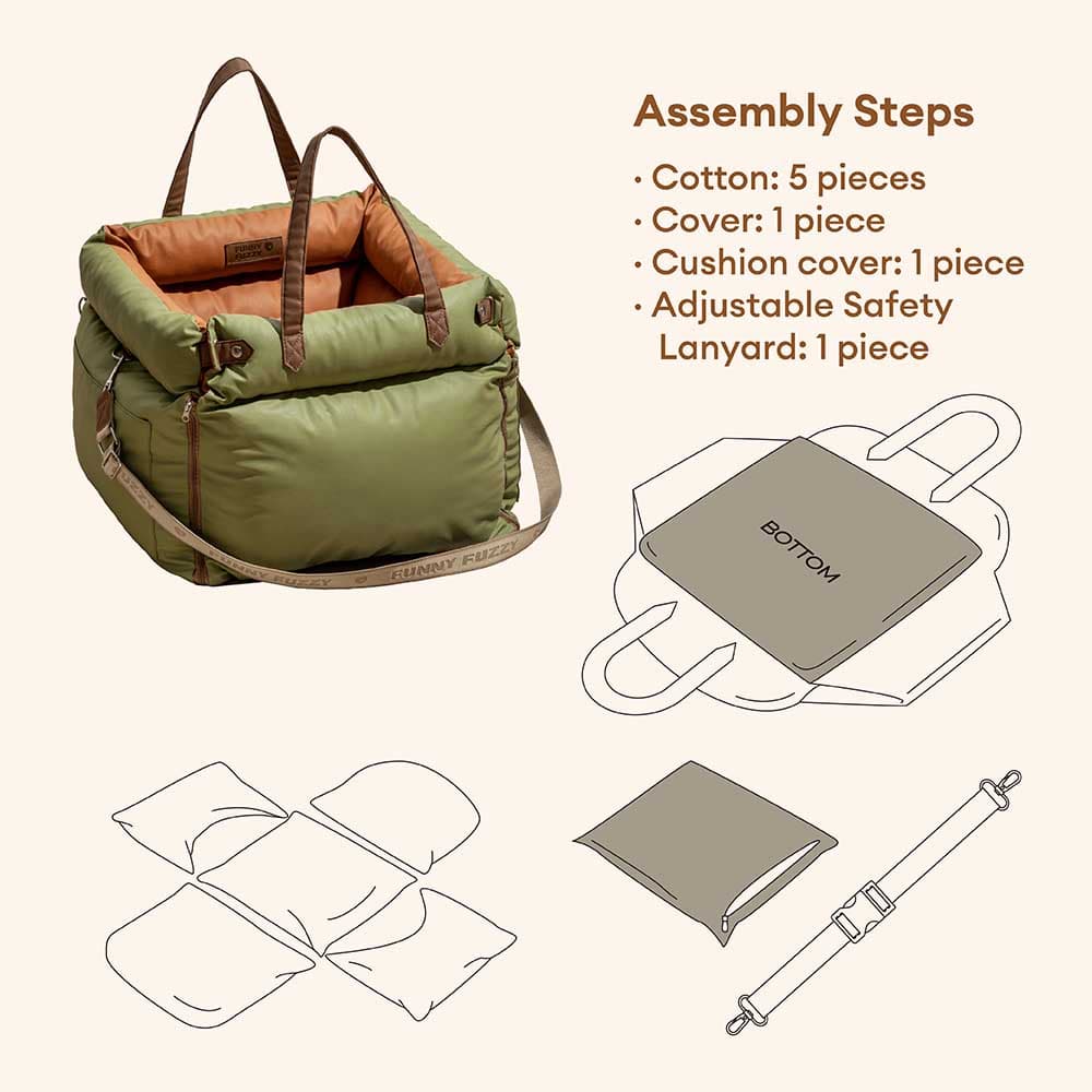 Lit rehausseur de luxe pour siège d'auto pour chien en similicuir - Urban Voyager