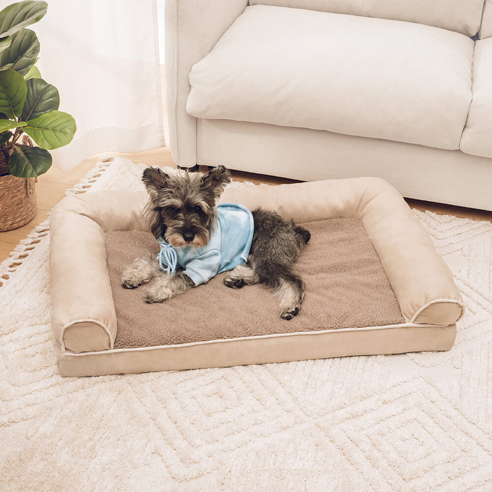 Faux Fleece & Suede Full Support Orthopedic Dog Bed - FUNNYFUZZY