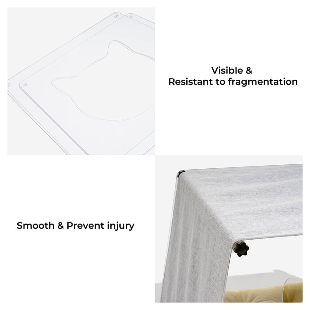 Acrylic Indoor Simple Solid Wood Structure Cat House - FUNNYFUZZY