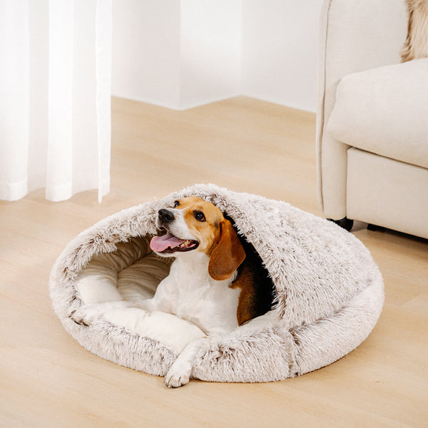 Calming Plush Semi-Enclosed Pet Nest Pita Bed For Dogs - FUNNYFUZZY