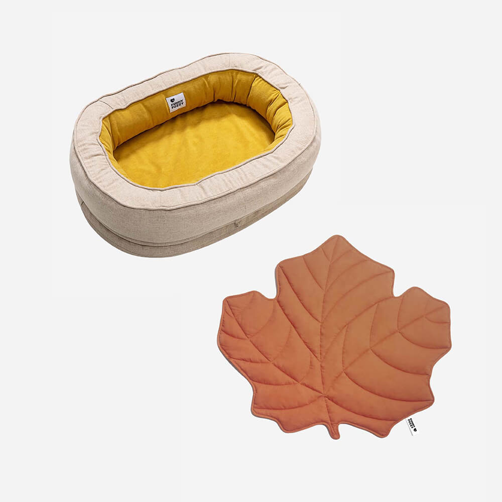 Leaf Shape Dog Blanket With Donut Dog Bed Luxury Dog Gifts - FUNNYFUZZY
